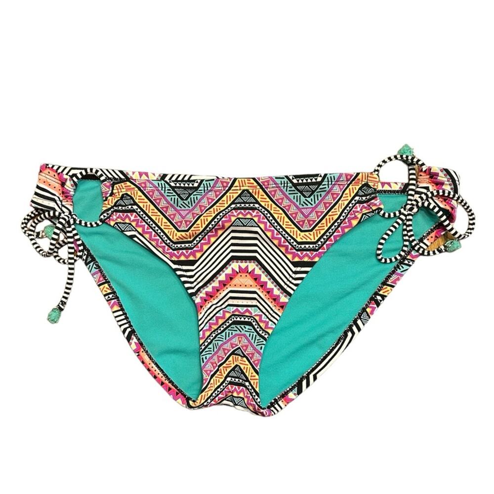 Amica Side Tie Multicolored Tribal Geometric Boho Bikini Bottom Bathing Suit XL